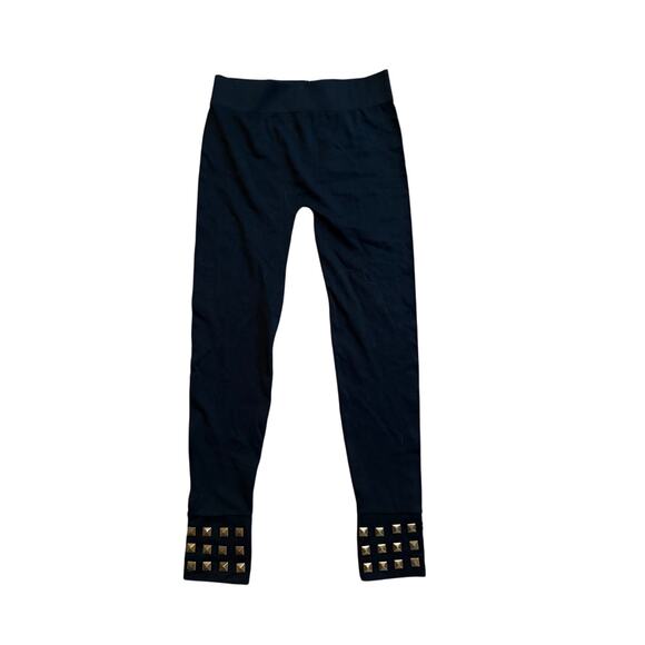 NWT Bebe Vintage Y2K Black Gold Studded Cuff Leggings S - Picture 1 of 5